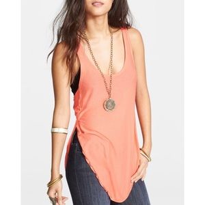 Free People Silo Racerback Tank Bright Coral Sz Md